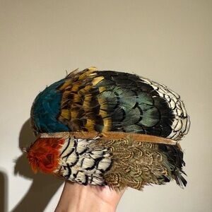Vintage Multicolor Real Feather Women's Hat